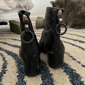 heeled black faux leather boots size 8